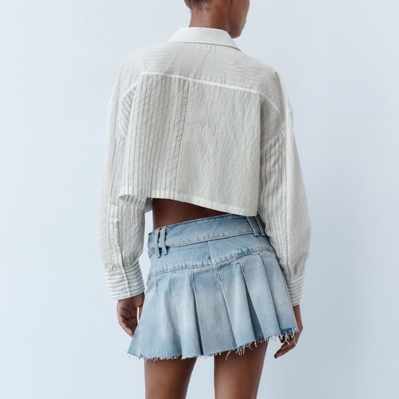 NWT Zara striped cropped button down shirt - Picture 3 of 6